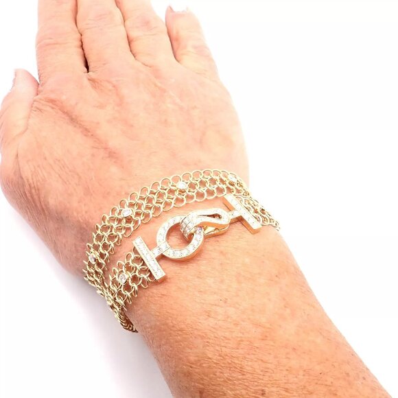 Authentic! Cartier Agrafe 18k Rose Gold Diamond Link Bracelet Size 17 Paper - Picture 10 of 12